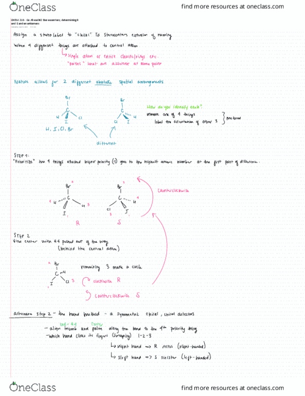 CHEM 210 Chapter 4 -6: Go Ahead 2 Stereocenters, determining R and S and enantiomers thumbnail